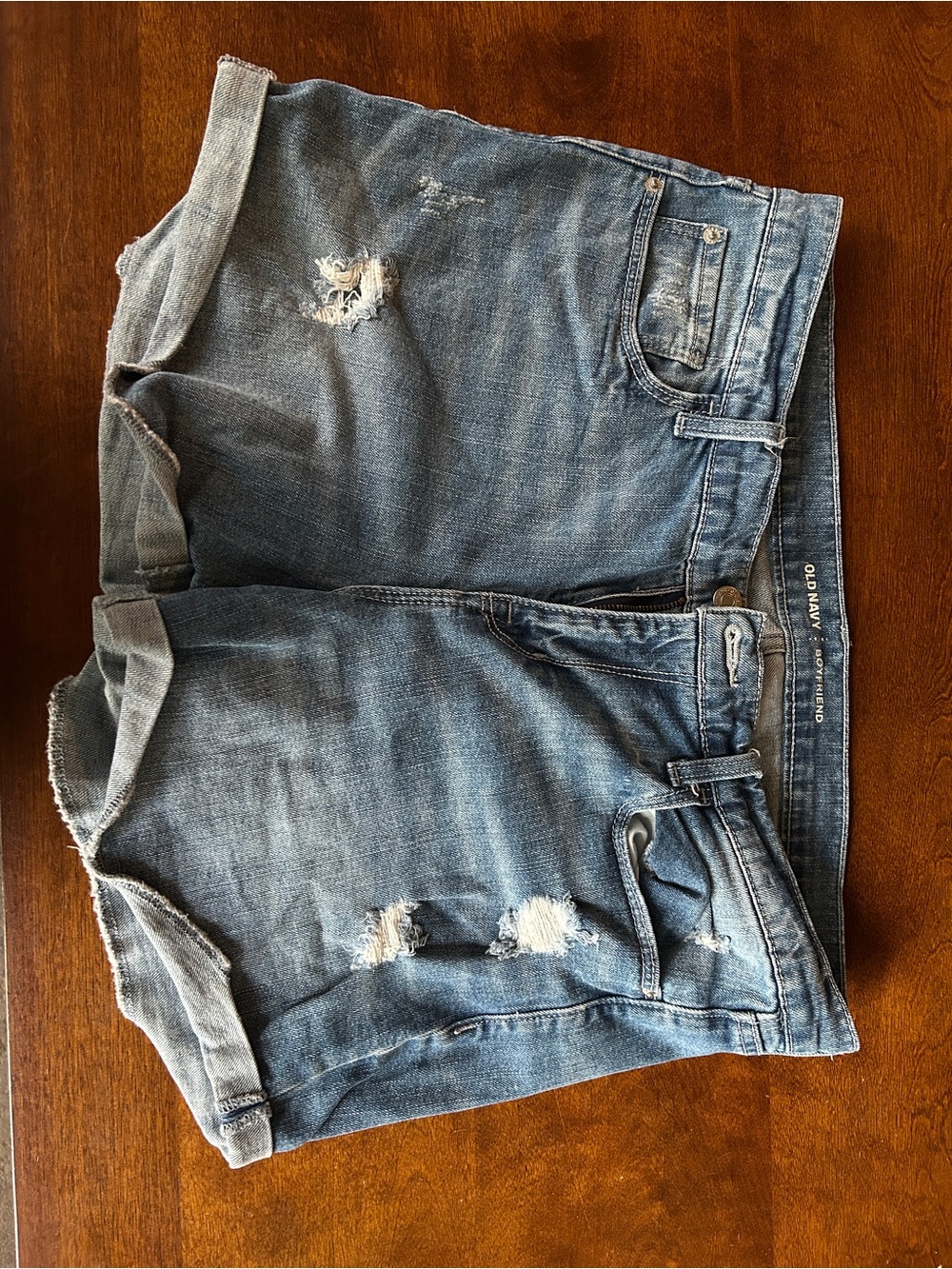 Old Navy Light Blue Distressed Roll-Hem Denim Shorts